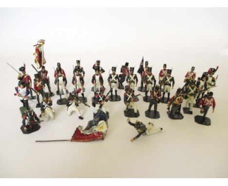 30 SOLID CAST WHITE METAL TOY SOLDIERS WATERLOO PERIOD Hand painted white metal soldiers. Each standing approx 2.5 inches. 1: