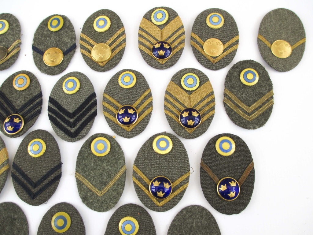 SWEDEN 30 SWEDISH ARMY RANK OVAL BADGES Swedish Army Rank Insignia 30   Original 