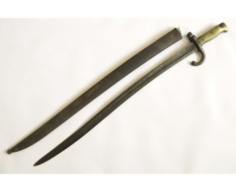 FRENCH BAYONET FOR THE CHASSEPOT RIFLE In it's steel scabbard.