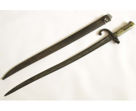 FRENCH BAYONET FOR THE CHASSEPOT RIFLE In it's steel scabbard.