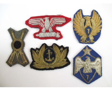 ITALY - 5 WW2 ITALIAN CAP BADGES WWII Italian army and navy badges including cap devices including Officers (5)