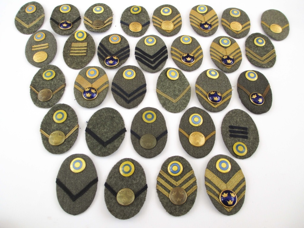 SWEDEN 30 SWEDISH ARMY RANK OVAL BADGES Swedish Army Rank Insignia 30   Original 