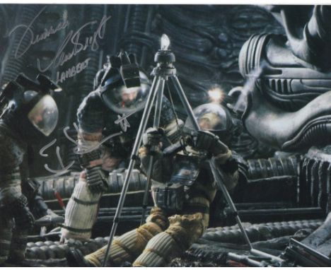 Alien cult sci-fi movie colour 8x10 photo signed by actors Tom Skerritt (Captain Dallas) and Veronica Cartwright (Lambert).  