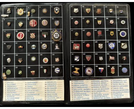 Football pin badges collection includes 63 , Brazilian club sides past and present such as Santos, Salvador, Palmeires, Flame