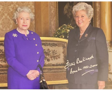 Baroness Betty Boothroyd with the late Queen signed 20x16" photo - Baroness Boothroyd spent 27 years as a Member of Parliamen