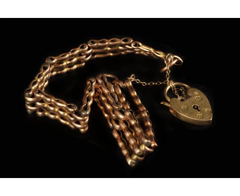 A vintage 9ct gold bracelet, the gate link chain united by a modern 9ct gold heart shaped clasp, approx. 12.5g
