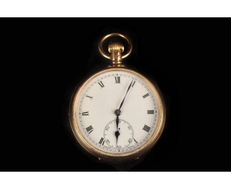 A 9ct gold open faced pocket watch, the four piece Dennison case fully hallmarked Birmingham 1928, with white enamel dial, ke
