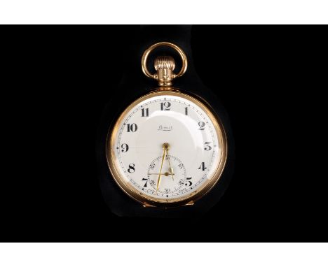 A 9ct gold Limit open faced pocket watch, having white enamel dial with Arabic numerals and subsiduary, having hallmarked ste