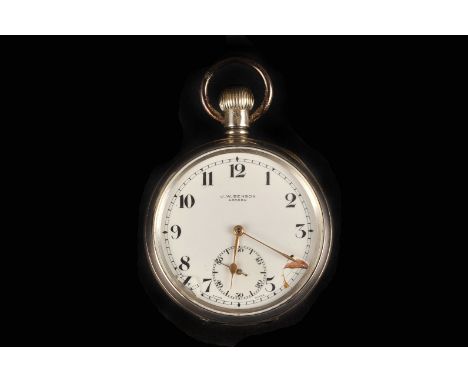 A George VI silver J.W Benson open faced pocket watch, the four piece case fully hallmarked London 1937, with signed white en