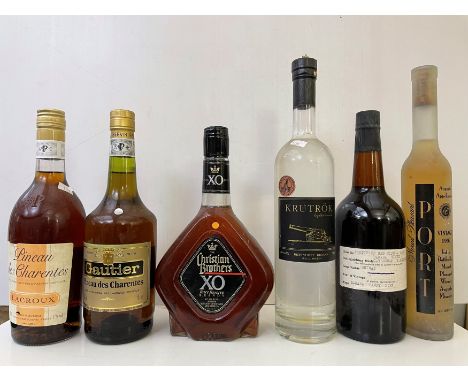 Liqueurs, spirits and fortified wines, 12 bottles. Limosin XO brandy; Christian Brothers XO brandy; Soberano Brandy de Jerez;