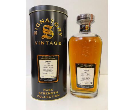 Cambus 1991 Single Grain Scotch Whisky, aged 21 years, Signatory Vintage, distilled 24/7/1991, bottled 6/12/2012, bottle no.7