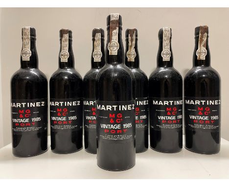 Martinez 1985 Vintage Port, 7 bottles, slight seepage staining to capsule bands
