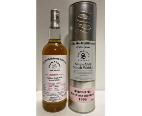 Ben Nevis 1992 Signatory Vintage Highland Single Malt Scotch Whisky, aged 20 years, distilled 3-7-1992, bottled 23-8-2012, bo