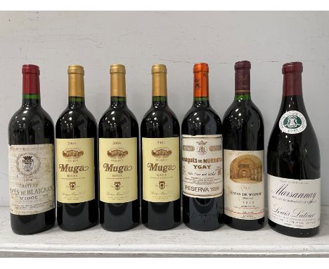 Marques de Riscal Rioja Gran Reserva 1995, 2 bottles; Muga Rioja Reserva 2004, 3 bottles; Marques de Murrieta Ygay Reserva 19