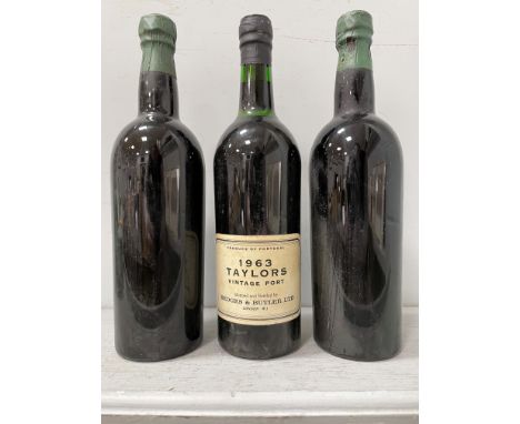 Taylor's Vintage Port 1955, 2 bottles, levels base of neck; Taylor's 1963, top shoulder (3)
