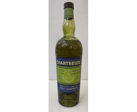 Chartreuse, L. Garnier, Voiron, old style label, undated, tapering shape bottle with rear label in French and English, 1950s/