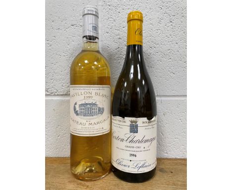 Pavillon Blanc du Château du Margaux 1999, 1 bottle; Corton-Charlemagne Grand Cru 1996, Olivier Leflaive, 1 bottle (2)