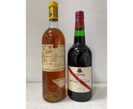 Chateau d'Yquem, Sauternes 1er Grand Cru 1980, 1 bottle, level top shoulder, stained chipped label; D'Arenberg 1997, McLaren 