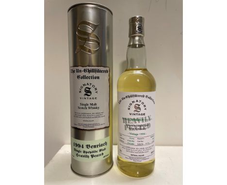 Benriach 1994 Signatory Vintage Single Malt Scotch Whisky, heavily peated, aged 10 years, distilled 27.6.1994, bottled 10.3.2