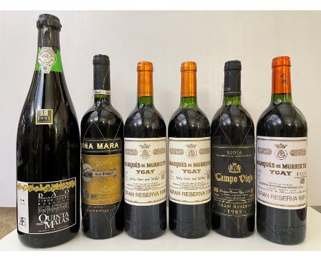 Mixed Rioja and Australian. Marques de Murrieta Ygay Gran Reserva 1996, 2 bottles; another 1991; Campo Viejo Gran Reserva 198