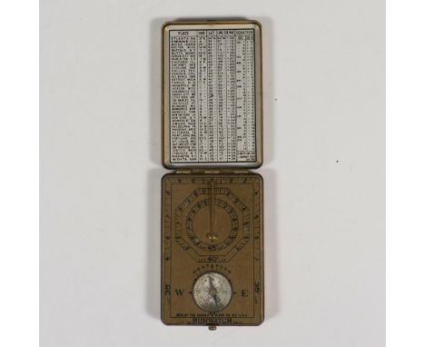 A metal box with compass and sundial, table of corrections in lid. Designed for Australia and New Zealand, with three separat