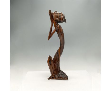 Handmade sculpture created from Sauer Wood (monkey pod) looking up, praying with hands clasped. Issued: 20th centuryDimension