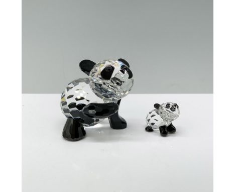 2pc Swarovski Crystal Figurines, Mother Panda 181080 and Baby Panda 181081. A delightful pair of pandas crafted from clear an