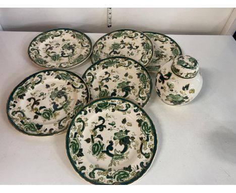 A selection of Masons Chartreuse pattern ceramics, shipping unavailable