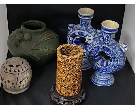 A selection of assorted pottery including art pottery and Oriental, shipping unavailable