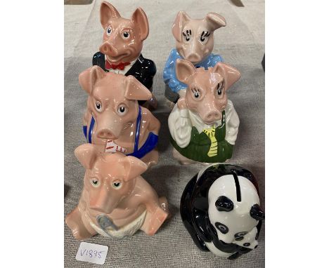 A set of five Natwest Wade Piggy banks and one other, shipping unavailable