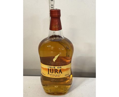 A bottle of Isle of Jura single malt 10 year whiskey 1L