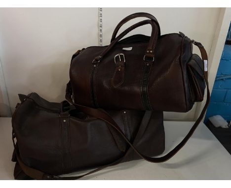 A three piece brown leather luggage set as new. shipping unavailable