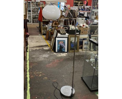 A modern chrome and glass floor lamp H148cm, shipping unavailable