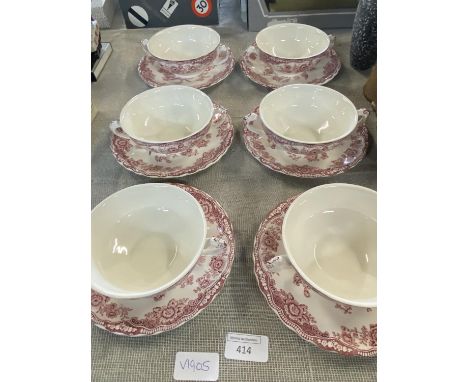 Six Crown Ducal Bristol pattern soup bowls and plates, shipping unavailable