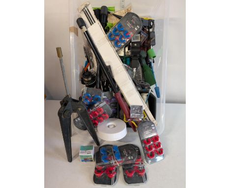 A large box of assorted new fishing tackle and fishing related items, shipping unavailable