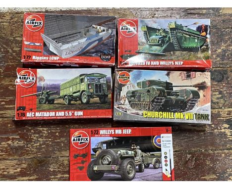 Five Airfix military model kits - look to be complete