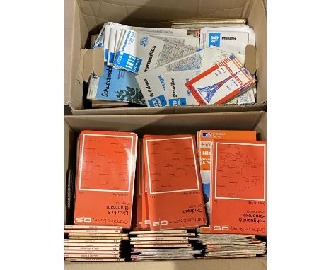 Two boxes of vintage Ordnance Survey Maps, shipping unavailable