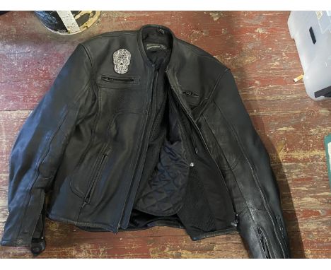 A Frank Thomas leather motorbike jacket size 44
