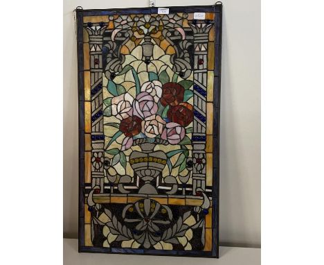 An antique stained glass panel 88x52cm, shipping unavailable