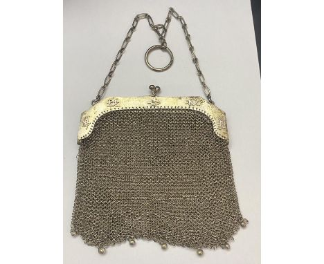A early 20th century hallmarked Chinese silver ladies evening purse