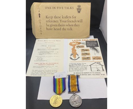 A pair of WW1 medals awarded to 174900 SPR.G.C Cooper Royal Engineers with other military ephemera
