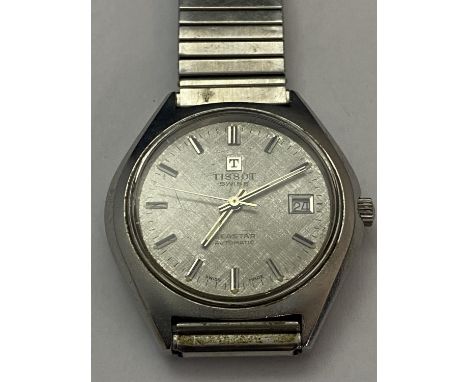 A vintage Tissot Seastar automatic men's wristwatch with date window (strap needs attention)