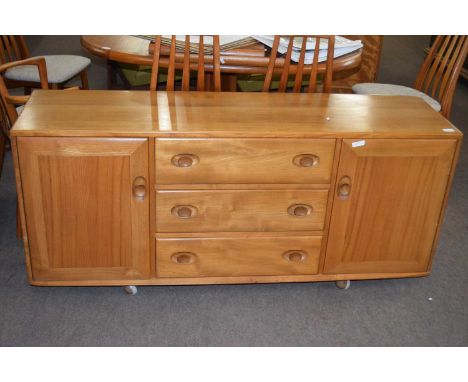 Ercol light elm sideboard with two doors and three drawers, 156cm wide