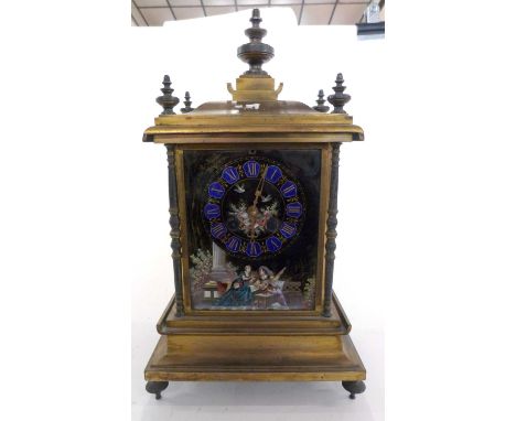 A mantel clock with painted dial with battery operation