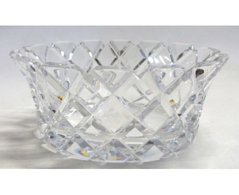 A large Orrefors bowl with a lattice diamond type design, engraved Orrefors to base with initials GC No 3834-35, 24cm long