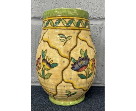 A Crown Ducal vase of baluster form with two blind floral decoration by Charlotte Rhead, 23cm high