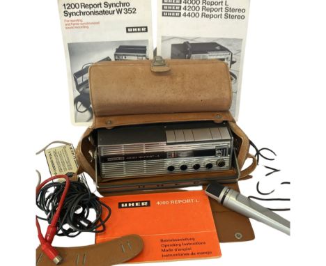 Roland Morris collection. A Uher 4000 Report L portable open reel audio recorder with case and accesories.   Roland Morris wa