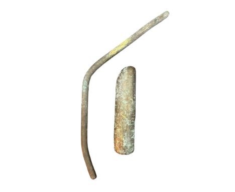 Wreck Salvage, Roland Morris collection. A massive copper rivet or fastening, length 34cm 8cm diameter together with a large 