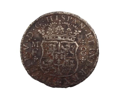 Wreck coin Roland Morris collection. A Mexican Pillar dollar 8 Reales 1740 probably from the Hollandia wreck, 26.79g.