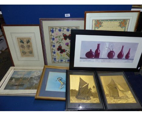 A quantity of prints to include: G Beninfield of a Kingfisher, Costumes Parisienens, Monet, etc.